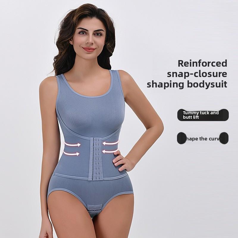 Body modellante stile corsetto con chiusura a bottoni, compressione per un addome più piatto e glutei sollevati, design con cavallo aperto