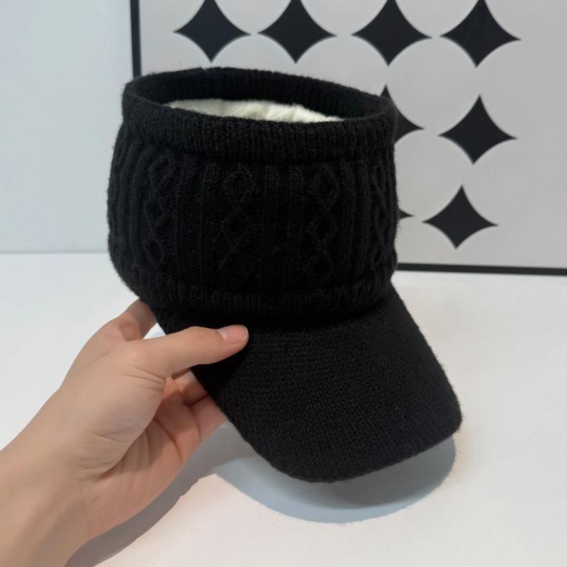 

Модна зимова шапка-біні з подвійним шаром для кінського хвоста, тепла в язана шапка для лижного спорту, жіноча шапка для активного відпочинку на природі чорний