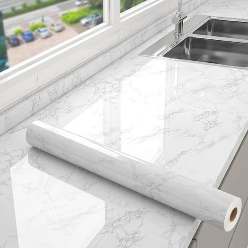 Kitchen Grease-Resistant Stickers, Waterproof Wallpaper, Heat-Resistant Marble Film, Moisture-Resistant Countertop Renovation Stickers