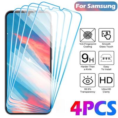 Tempered Glass for Samsung Galaxy, Screen Protector Film, A05, A15, A25, A35, A55, F12, F22, F42, F52, F19, F21, F34, F54, 4 Pcs
