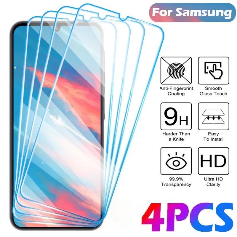 

Загартоване скло для Samsung Galaxy, Захисна плівка для екрана, A05, A15, A25, A35, A55, F12, F22, F42, F52, F19, F21, F34, F54, 4 шт. For Samsung A55 чорний