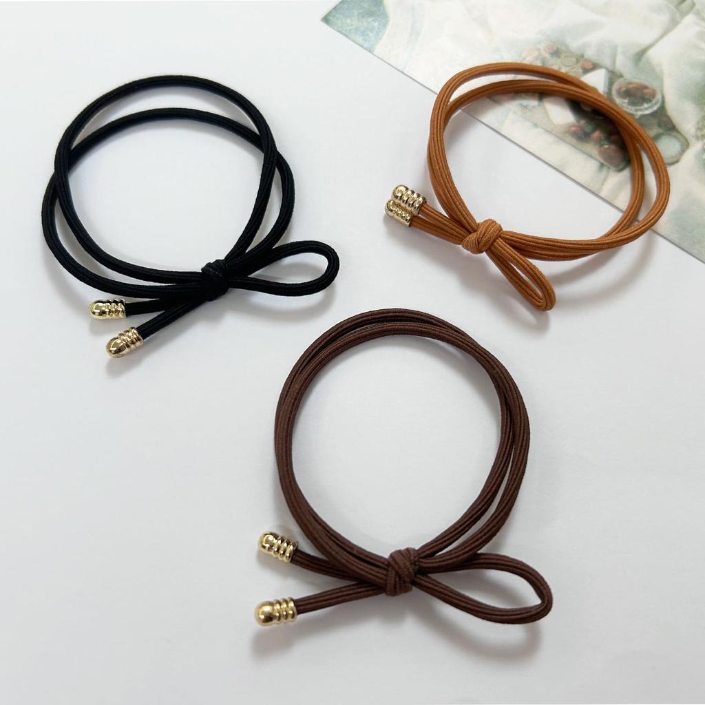 Natunofu Hair Stylish Hair Ties for Adults with Metal Hair Ties with Cute Korean Solid Elegant Set of 6 Buns Ties, Ribbons, Fittings, Non-Stain