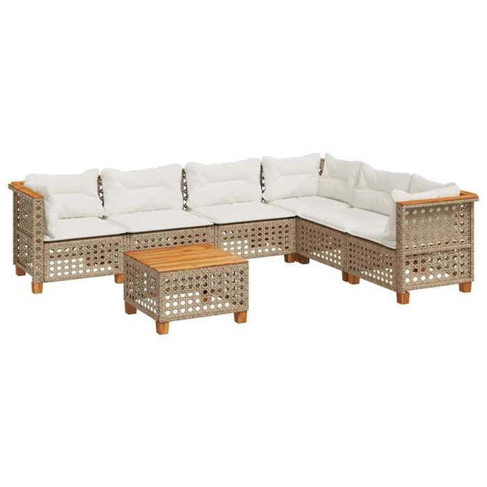 VidaXL Garden Lounge Set with Cushions 7 Pcs Beige Braided Resin 3261868