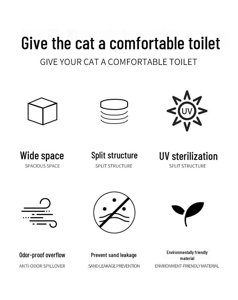 Extrem große, geschlossene Katzentoilette mit Schublade, Spritzschutz, Geruchsneutralisierung und UV-Sterilisation