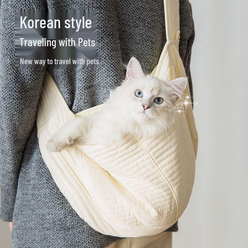 

Portable Cat Sling Backpack for Outings - Chest or Shoulder Wear, Ideal for Walking and Traveling with Cats. Medium (for cats up to 5 kg) брудно-білий