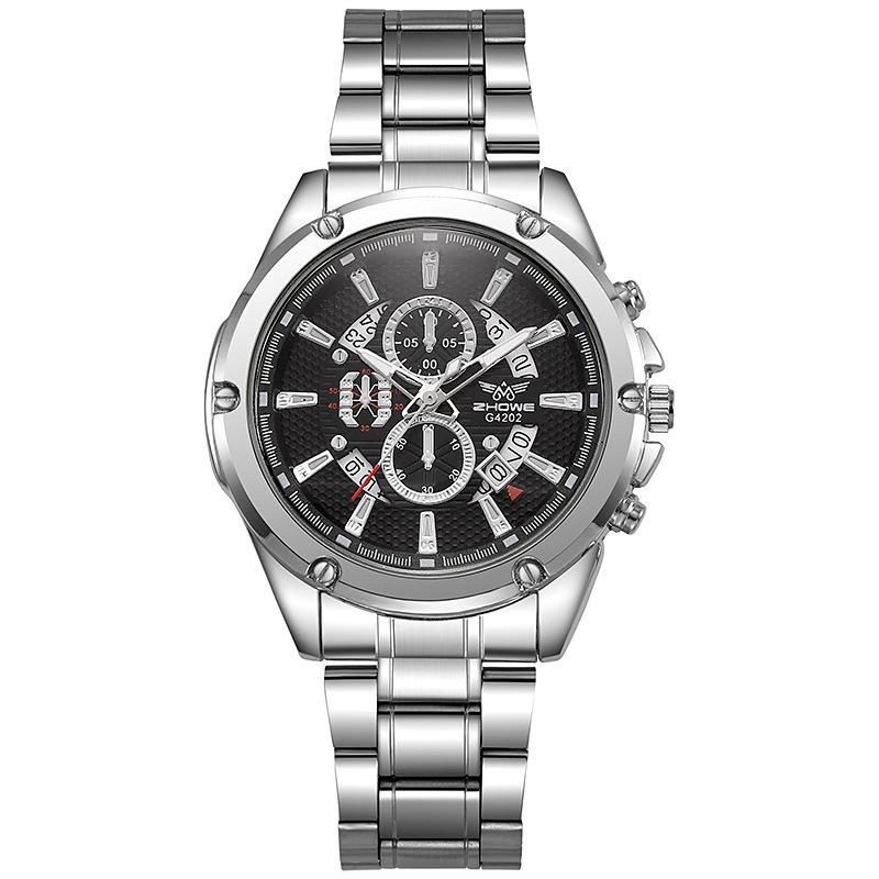 Silver Scale Alloy Steel Belt Business Calendar Fashion Men S Youth Quartz Watch