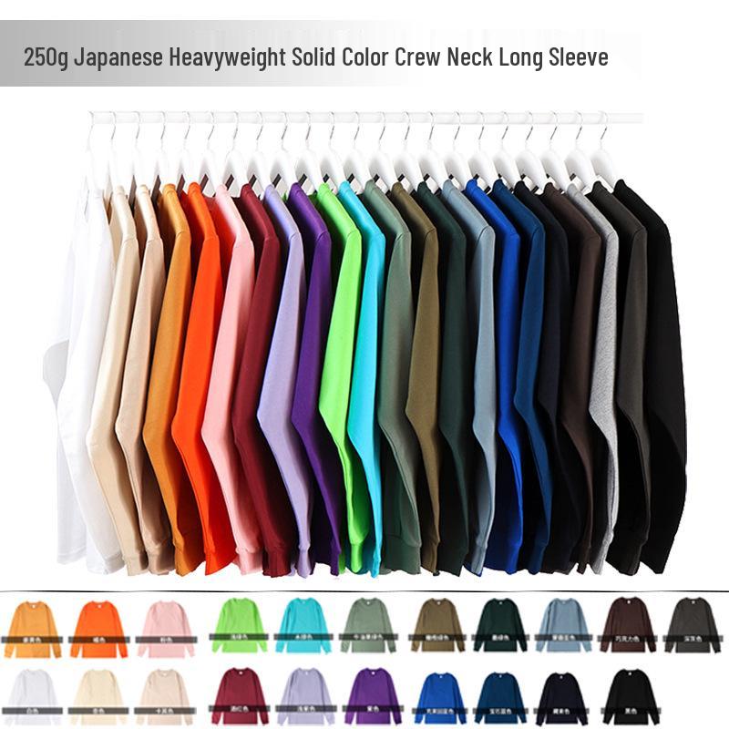 

250g Heavyweight Pure Cotton Crew Neck Long Sleeve T-Shirt XXL
