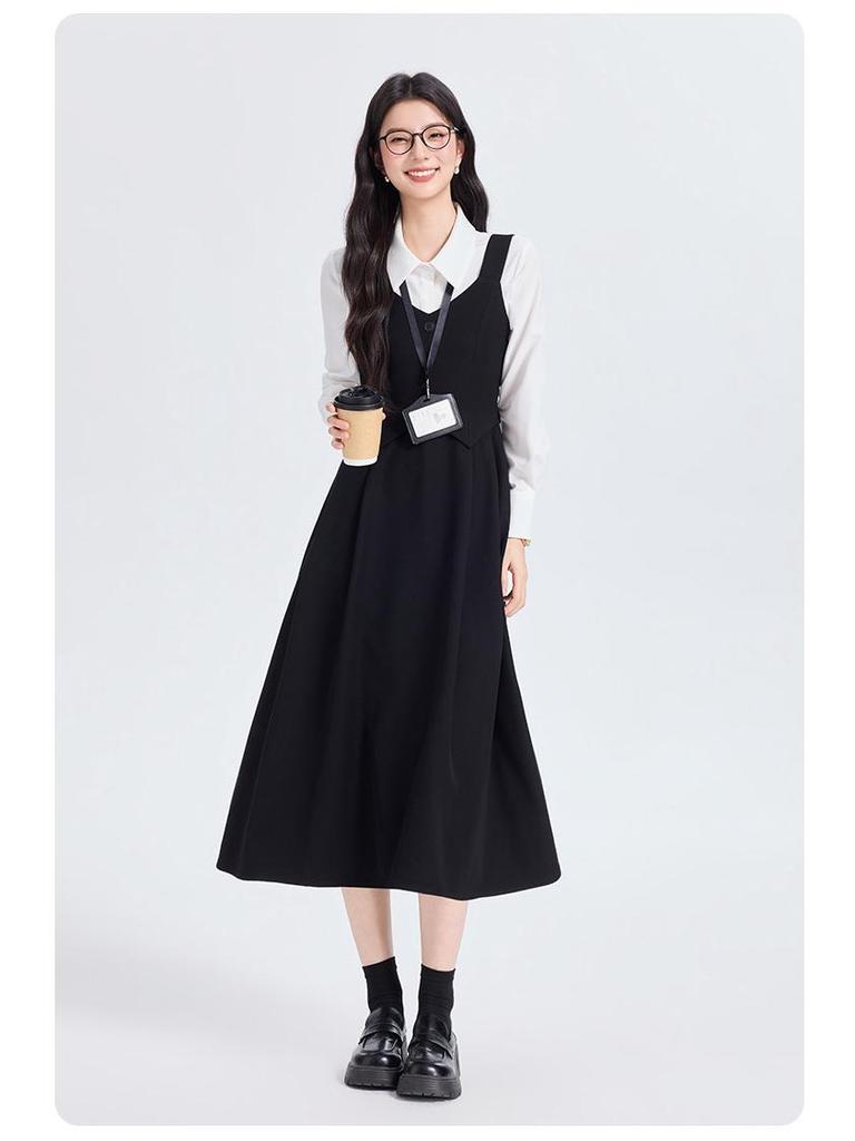 Women's Gray Sleeveless Vest Dress - Academy Style Teacher Interview Outfit