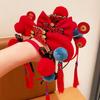 Tassel Chinese New Year Headwear Braid Hair Red Bow Hairband Simple Hanfu Headwear  Baby