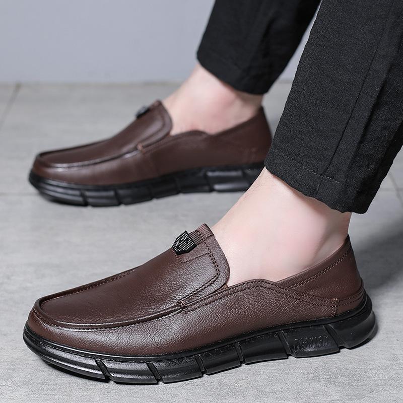 Summer Soft-faced Men's Leather Shoes Simple and Fashionable One-pedal Casual Shoes Light, Breathable, Non-slip Soft-soled Business Men's Shoes