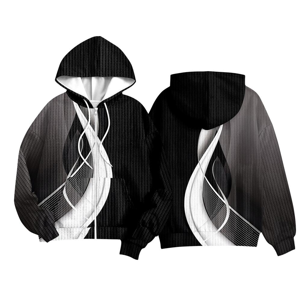 Children Girls And Boys Fashion Jacket Casual Printed Long-sleeved Hooded Cardigan Sweatshirts