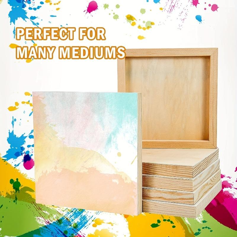 12pcs Wooden Canvas Boards Set Square Unfinished Wood Panels Art Boards for DIY Painting Crafts Staining Art Projects with Oil
