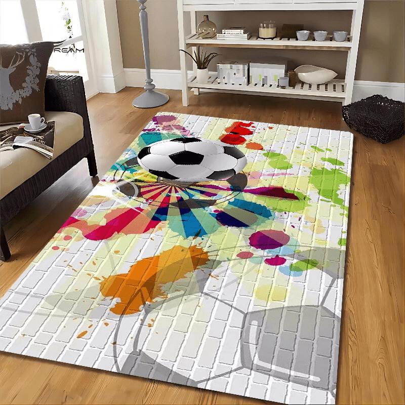 

3D Тема Пробивающий стену футбол Нескользящий коврик для пола Моющийся Декоративный ковер для гостиной Кухни Офиса Прачечной 40x60cm