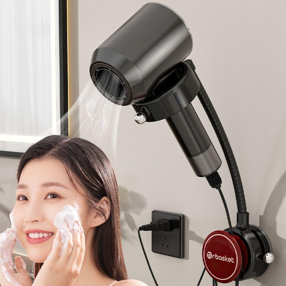 Wall Mount Hairdryer Stand Angle Adjustable Hairdryer Shelf Hair Dryer Organizer  Bathroom Storage