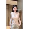 Lace U-neck Thermal Fleece Slimming Top for Women - Warm Brushed Base Layer for Autumn/Winter