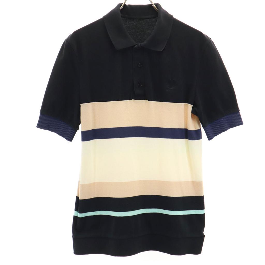 Fred Perry Made In Portugal Border Pattern Short Sleeve Polo Shirt Fawn Men's Used