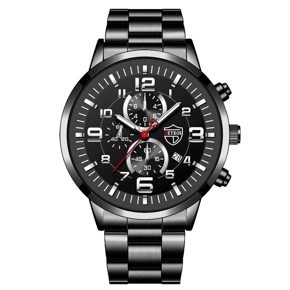 Watch Men'S Quartz Watch Stainless Steel Strap Calendar Luminous