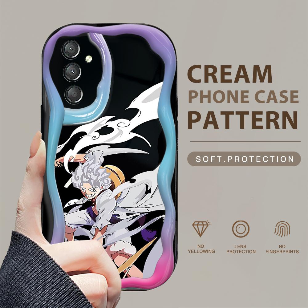 Cute Cartoon Pattern Cream Texture Casing Wavy Edge Soft Silicone Cover Phone Case for Samsung