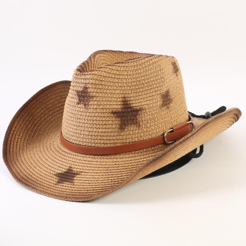 Popular Western Cowboy Straw Hat Men's and Women's Fashion Shade Straw Hat Classic Outdoor Western Cowboy Hat