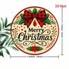 Planetjuice Vintage Merry Christmas Round Metal Sign Plaid Bow Holly Decor