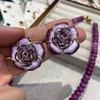 Retro Purple Contrasting Color Spring And Summer Vacation Necklace Set Love Bubble Gum Comfortable Natural Stone Beaded Item