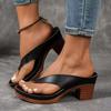 Große Clip-on Modische Sandalen mit hohen Absätzen, Sandalen mit grobem Absatz für Damen