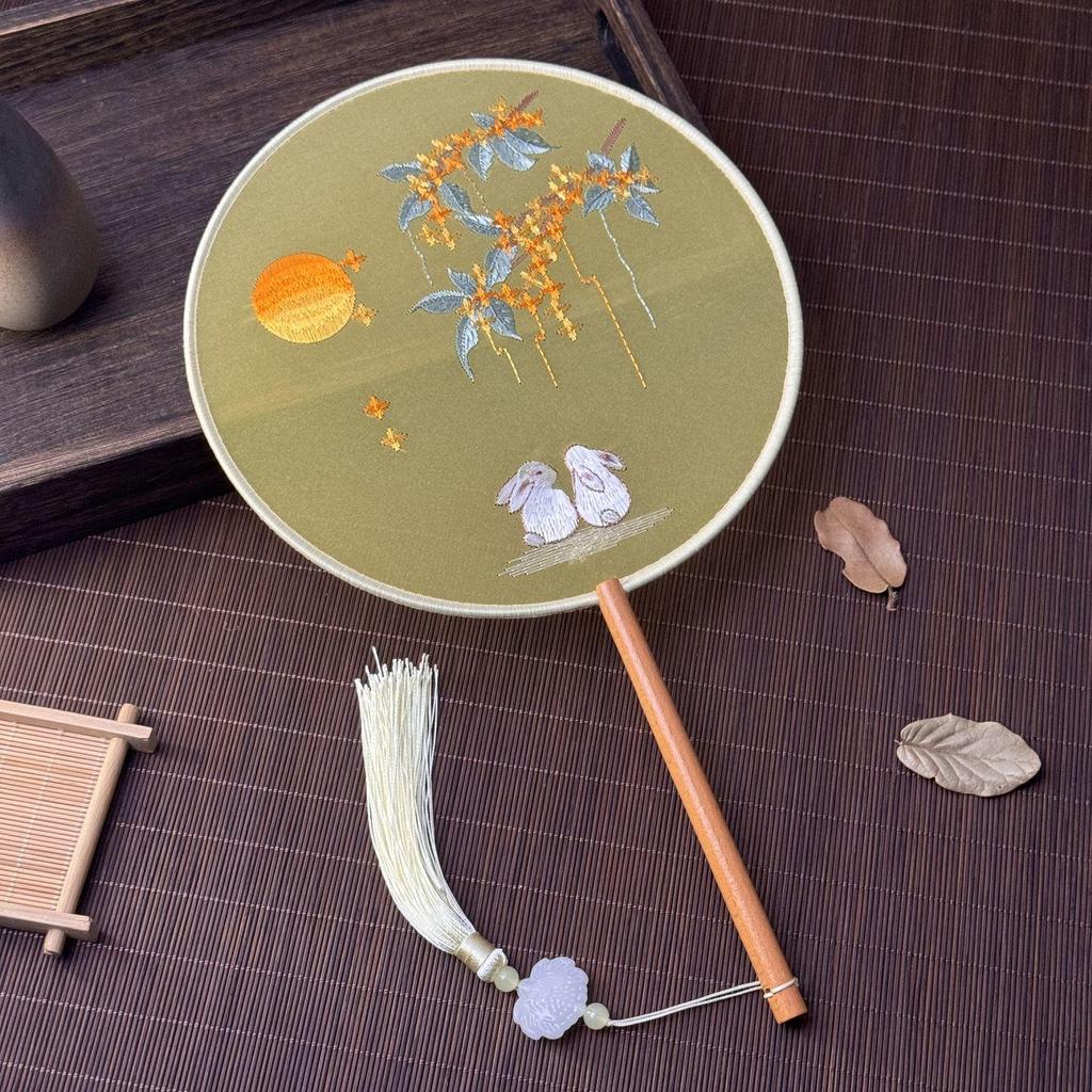 Double-Sided Suzhou Embroidery Round Fan: Ancient Hanfu Dance Accessory