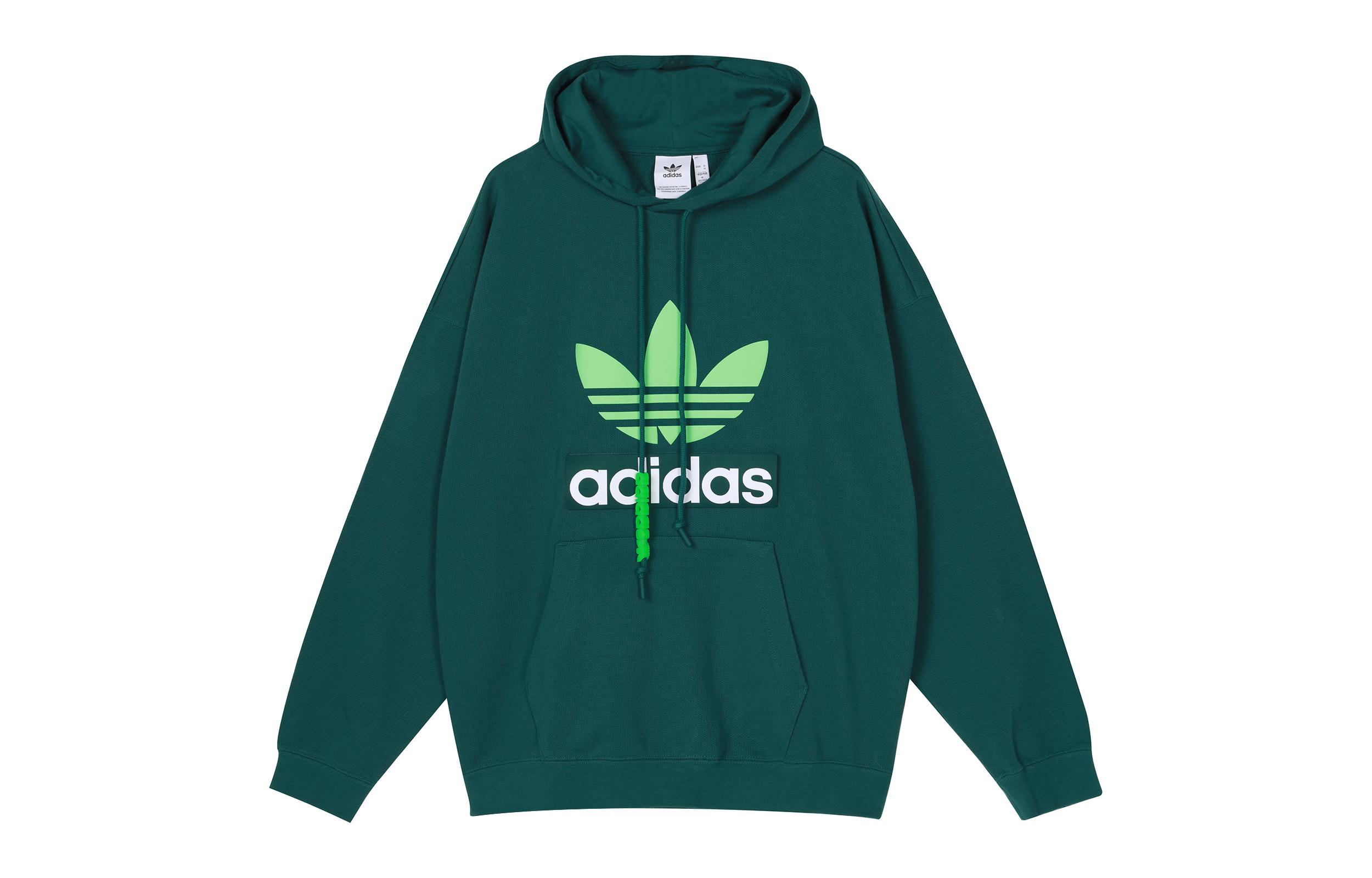 Adidas Originals BIG TREFOIL HOODIE Sweatshirt Men s Forest Green H09351 XS