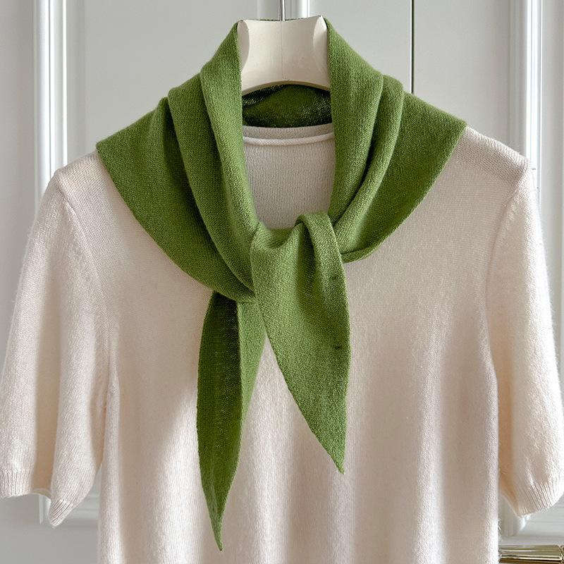 100 wool triangle scarf striped shawl headscarf knitted women's multi-functional small scarf scarf