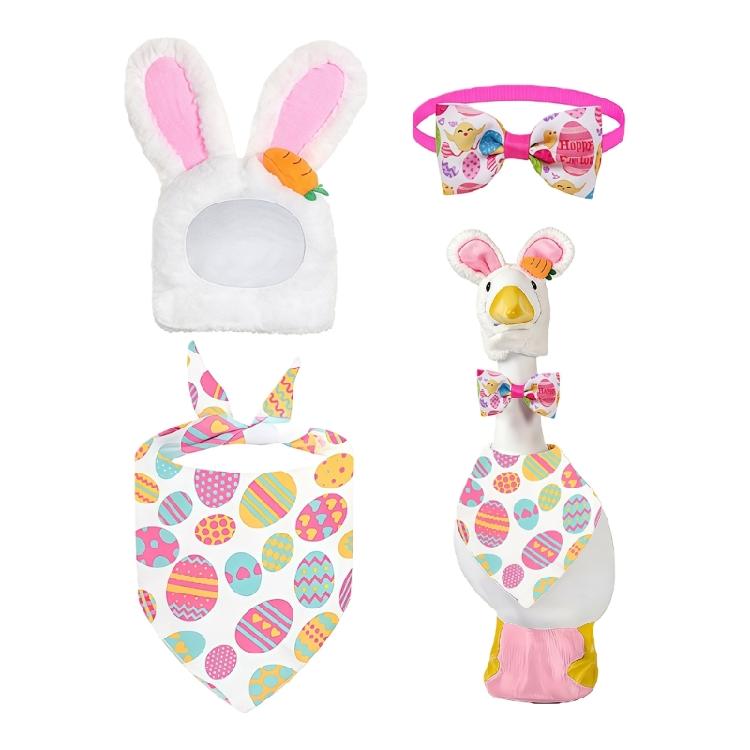 

Pleasant Easter Holiday Geese Clothing For Porch Show Rabbit Themed Head Cover With Corresponding Neck Item 1