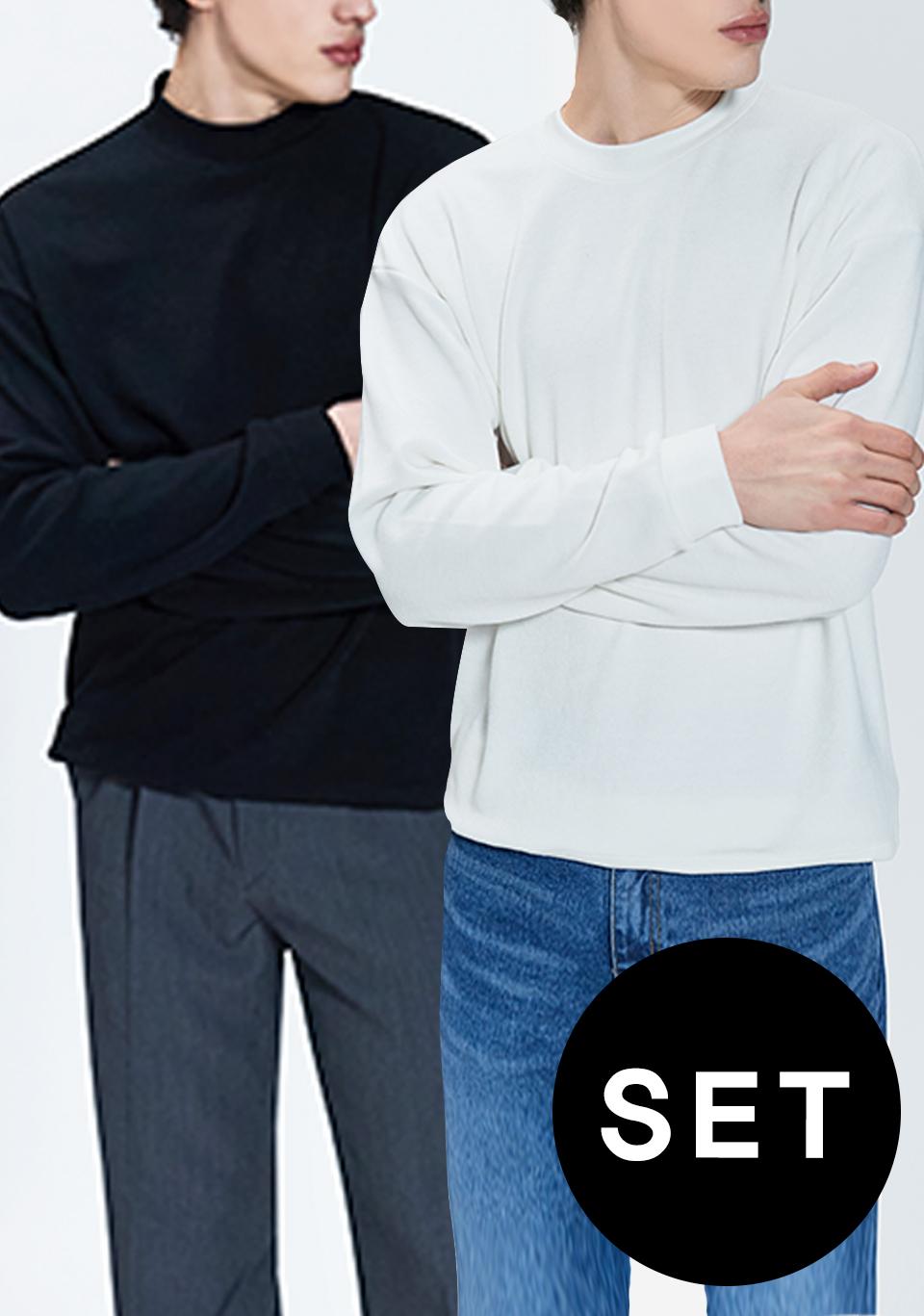 Like The Most [Set] Basic Round + Half Neck Knit Basic Half Neck Knit_Beige/M