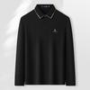 MONTAGUT Men's 100% Cotton Embroidered Long Sleeve Polo Shirt