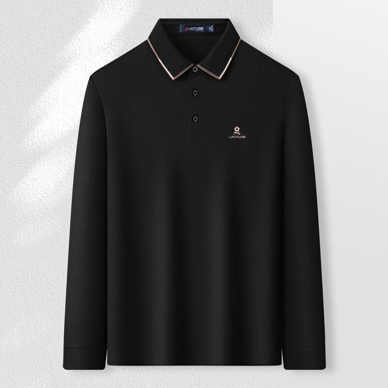 MONTAGUT Men's 100% Cotton Embroidered Long Sleeve Polo Shirt