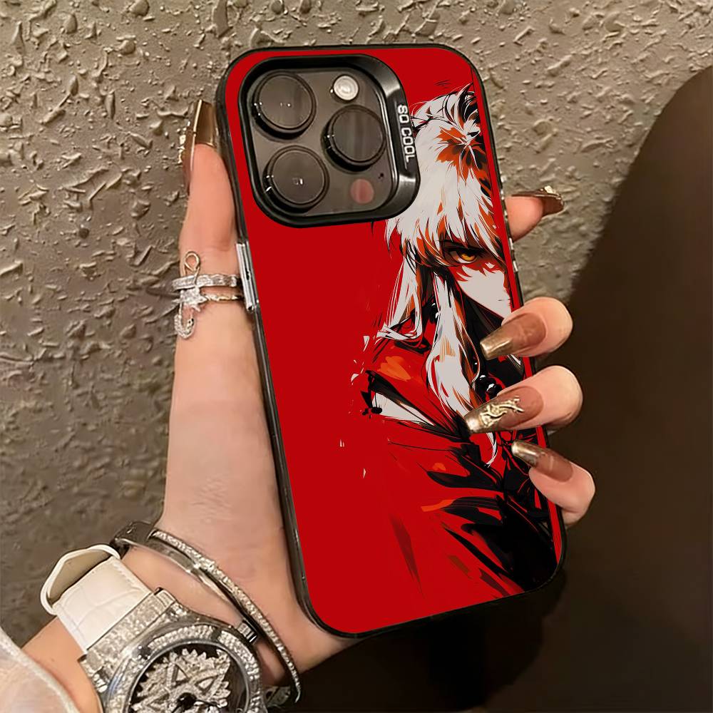 Inuyasha Silhouette Red Katana Phone Case For iPhone 17,16,15,14,13,12,11 Plus,Pro Max,XS,Colorful Silver Phone Case Funda Cover