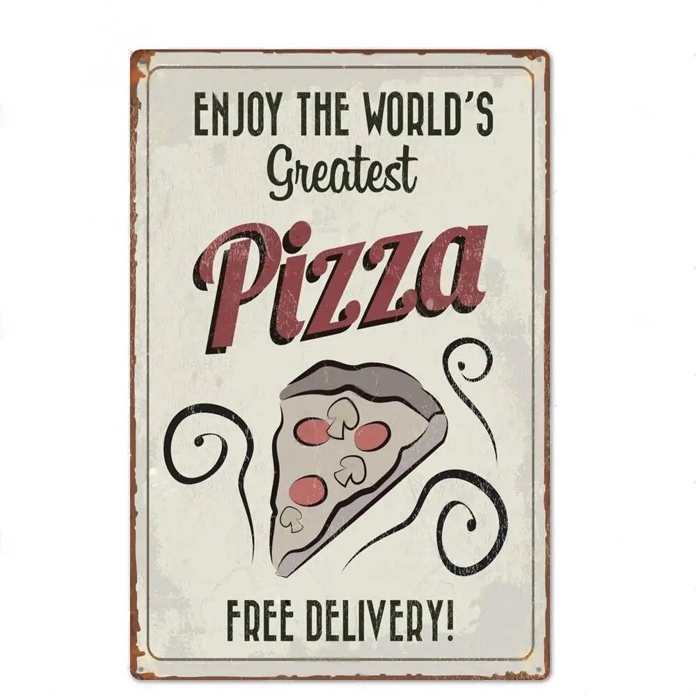 Köstliche Bäckerei Lebensmittel Metall Malerei Wand Kunst Metall Blechschilder Cafe Küche Decor Pizza Poster Vintage Plakette Wand Küche Decor