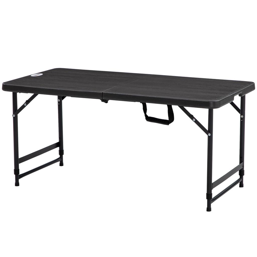 Foldable Patio Dining Table for 4, Height Adjustable Outdoor Table for Garden, Lawn, Dark Grey