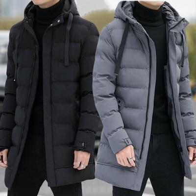 Casaco Longo Quente de Inverno com Capuz de Comprimento Médio Casaco Quente Masculino Jaqueta de Inverno Parka de Moda Sobrecasaco