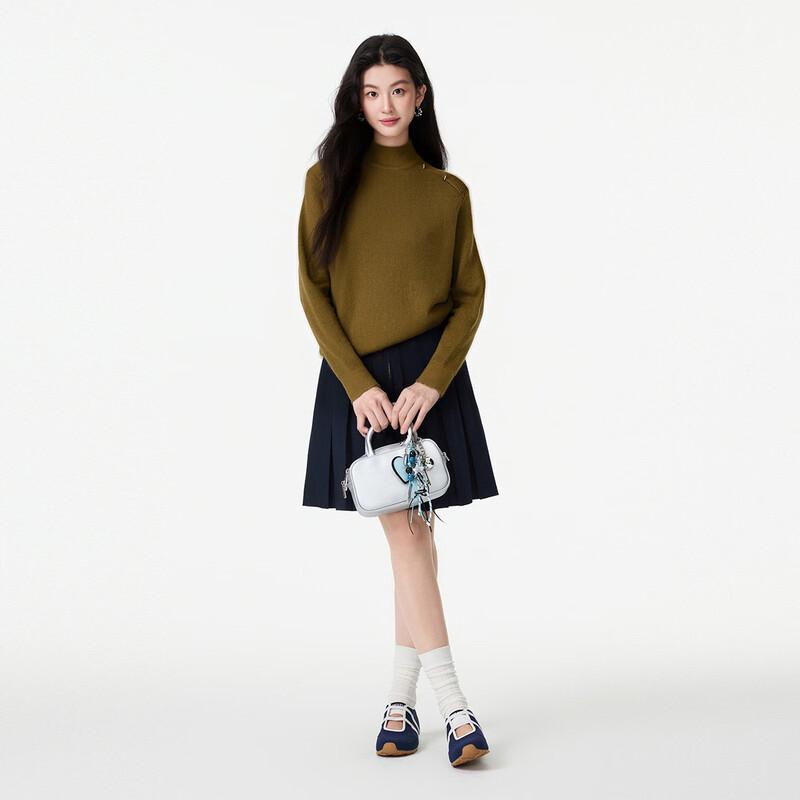 FivePlus Women's Solid Half-High Neck Slim Fit Knit Sweater