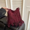 New Boho Style Fringe Crossbody Bag Vintage Suede Shoulder Bag Women's Large Capacity Casual Fringe Postman Shoulder Bag