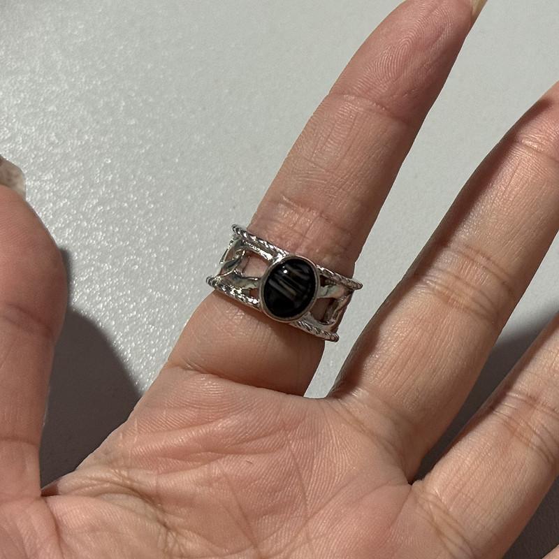 Black Crow Punk Hip Hop Rings Adjustable Opening Fashion Trendy for Women Men Personalized Thorne Niche Gift Ring