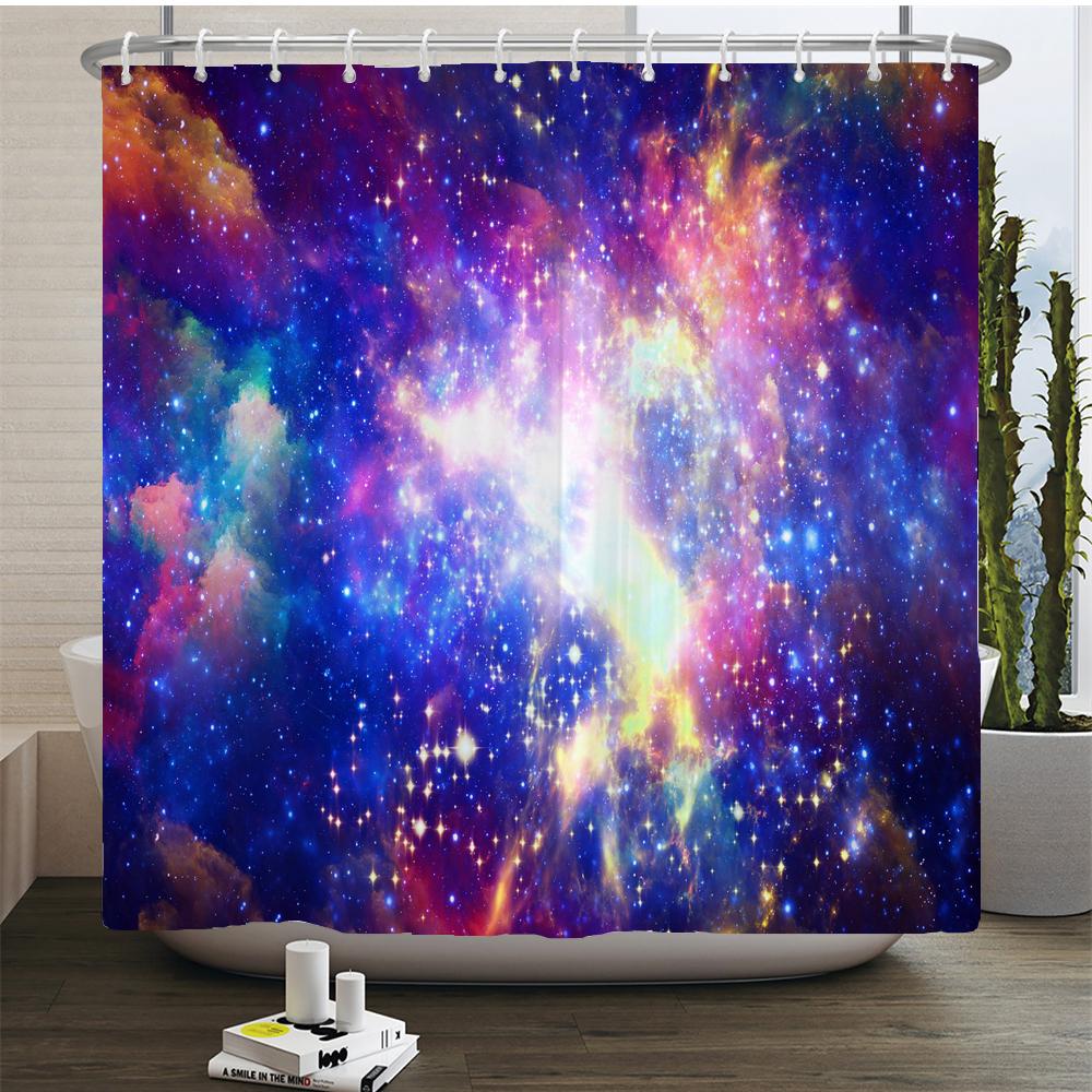Spazio dei Sogni Galassia Stellata Universo Telo Doccia Impermeabile in Poliestere con Ganci per Vasca da Bagno Schermi Bagno Decorazione Tessuto da Parete