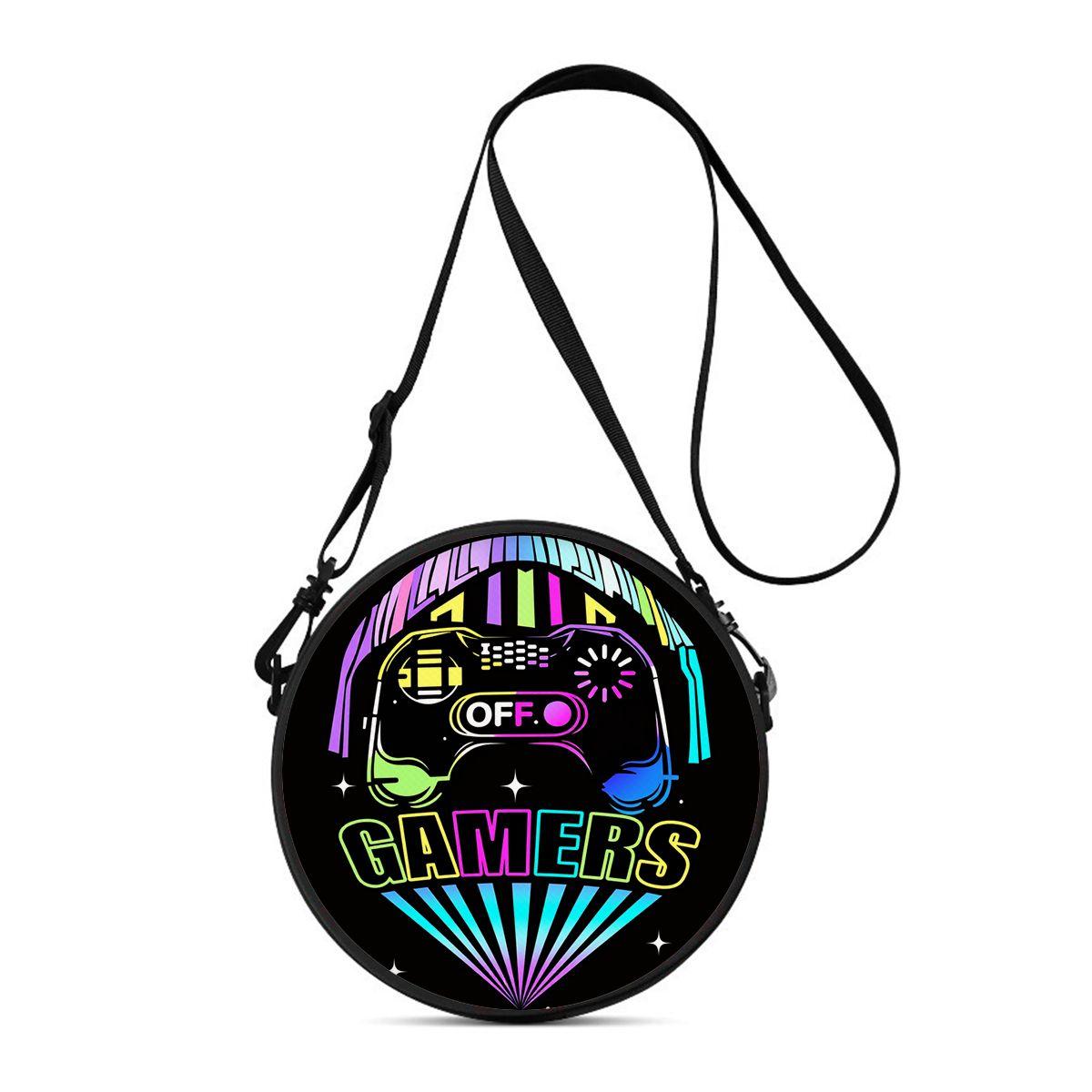 Fancy Style Studio Muzieknoot Print Ronde Schoudertas Casual Messenger Bag Dagelijks Verstelbare Riem Crossbody Tas voor Vrouw Beste Cadeaus 2D Plat black