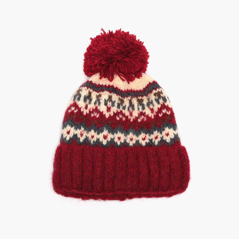 Women s Christmas Pom Pom Beanie Winter Hat C7522_Red