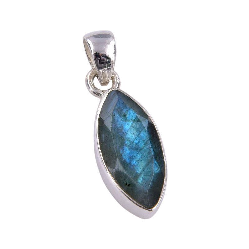 Pendentif Pierre Gemme Labradorite Naturelle Fait Main Argent Massif Sterling 925 1" z0A73