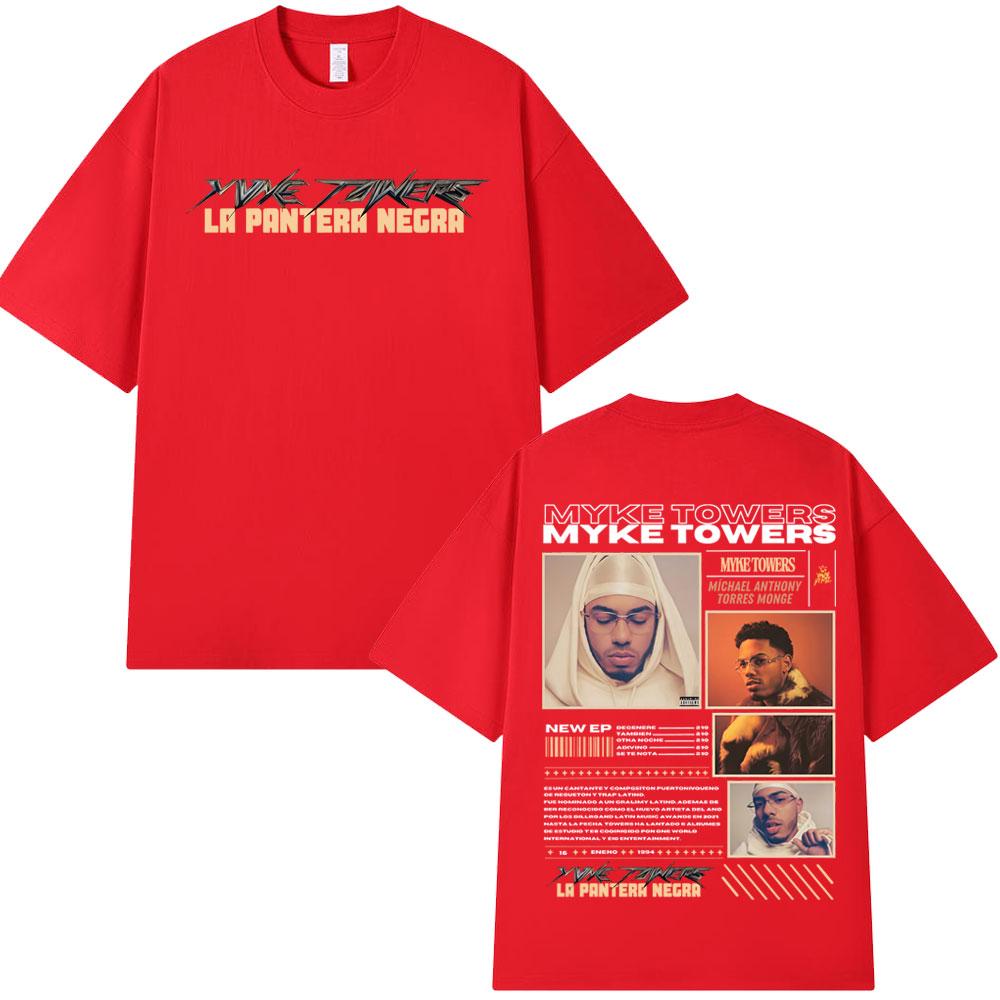 

Rapper Myke Towers LA PANTERA NEGRA 2025 Album Tour Tshirt Unisex Women Vintage Fashion Short Sleeve T Shirt Cotton Casual TShirts S