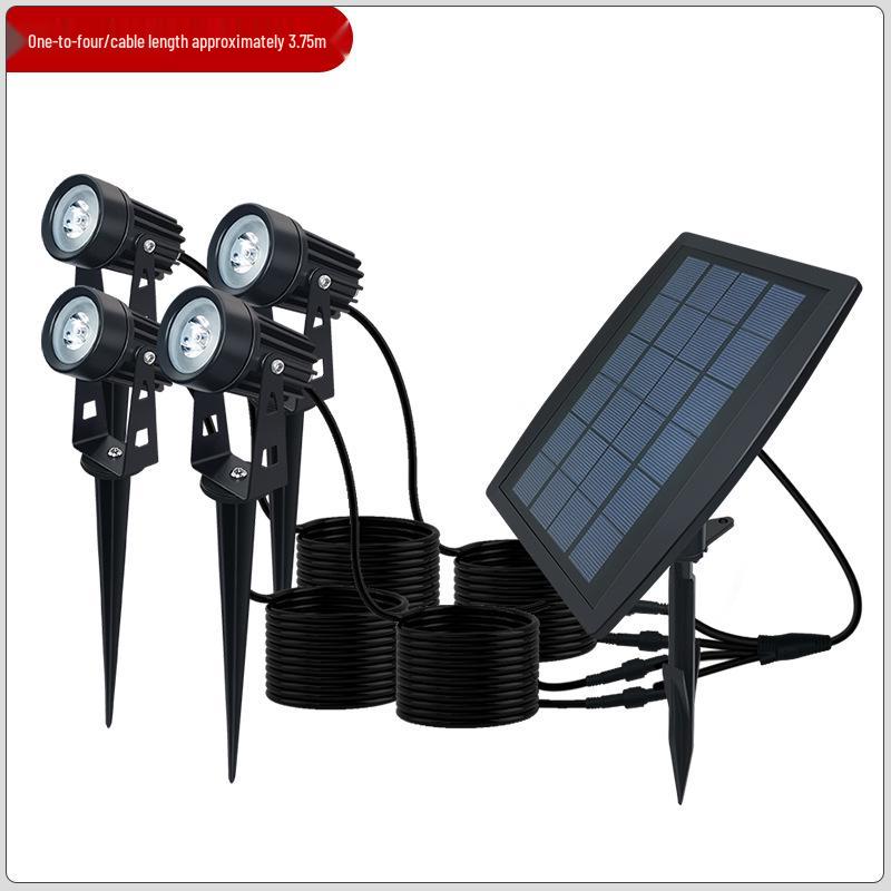 

Двойные светодиодные газонные прожекторы на солнечной батарее с управлением освещением для уличных садов Remote Solar Spotlight 4-in-1 (Colorful)