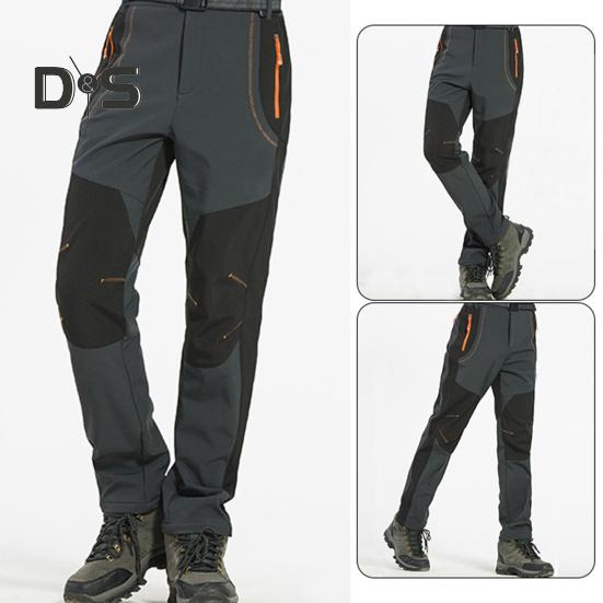 Klatrebukser for menn Elastisk midjeknapp Glidelås Flue Sporty bukser med lommer Patchwork Farge Tykt plysjfôr Utendørsaktiviteter Turbukser