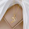 Titanium Steel, Dolphin Leap Ring Light Luxury Temperament Gorgeous Full Diamond Necklace Female Versatile Collarbone Chain Titanium Steel Chain