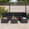 VidaXL Ensemble de Canapé de Jardin 7 Pièces avec Coussins Noir Poly Rattan Acacia 3356581