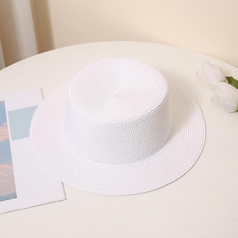 Chapeau de soleil élégant pour femme - Paille légère et respirante avec dessus plat pour une protection solaire optimale